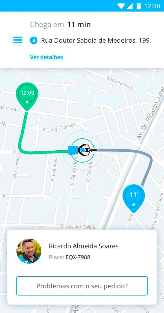 Entrega sendo realizada pelo aplicativo